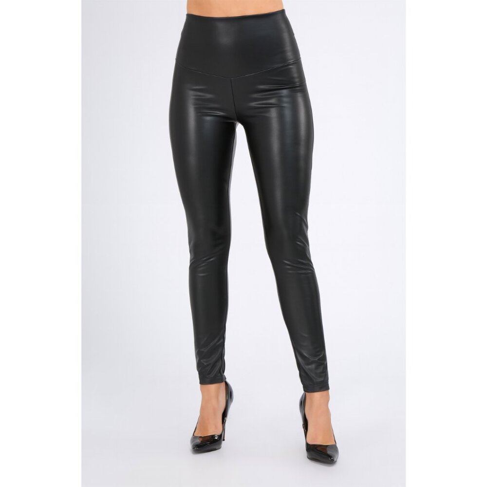 Everbellus Black Faux Leather High-Waist Leggings Size S NWOT